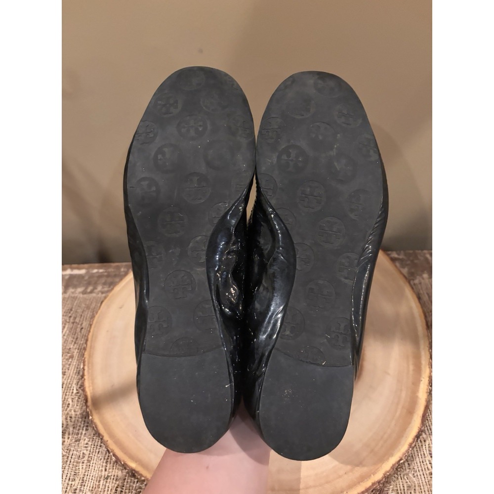TORY‎ BURCH Logo Black Patent Leather Flat Size: 71/2 M - Picture 8 of 8